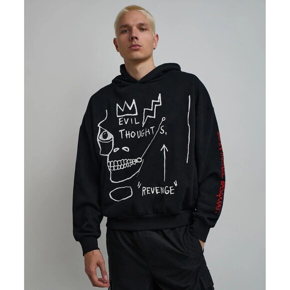 Reason Basquiat Hoodie Men’s XL Black White Evil Thoughts Graphic - Picture 10 of 16